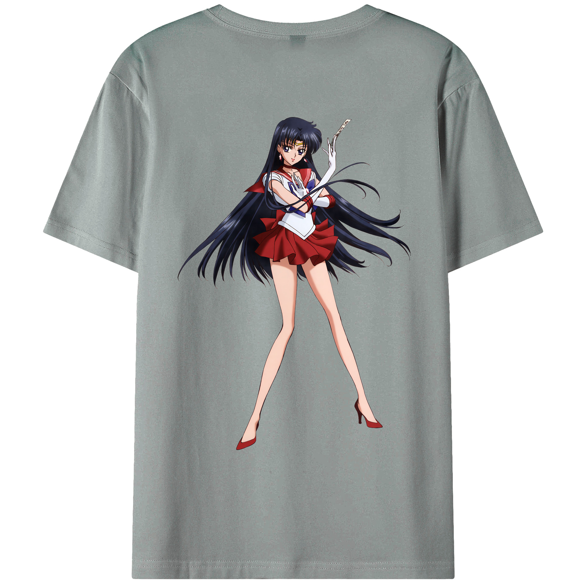 （画像用） 美少女戦士セーラームーン 火野レイ ひの レイ Sailor Moon Hino Rei （セーラーマーズ,Sailor Mars） 綿100％ メンズ半袖Tシャツ（バックプリント） 通気性